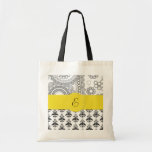 Names Initials Monograms Damask White Black Yellow Bags