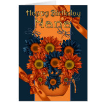 Nana Birthday Card - Sunflower And Dragonfly