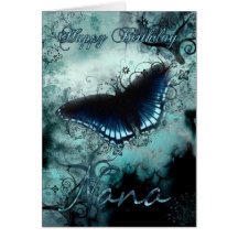 Nana Butterfly Birthday Card - Blue Butterfly Birt
