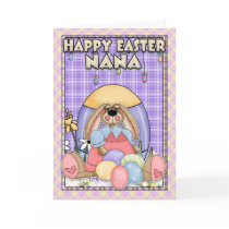 Nana Easter Card - Easter Bunny & Easter Eggs