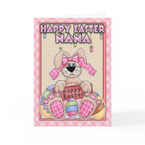 Nana Easter Card - Easter Bunny & Easter Eggs