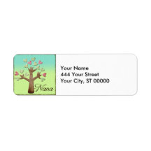 nana heart tree blue green gradient custom return address labels