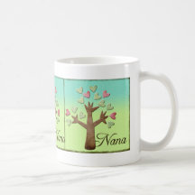nana heart tree blue green gradient mugs