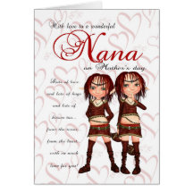 Nana Mother's Day Card From Twins - Two Cute Elves