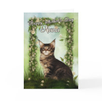 Nana Mother's Day Card With Cute Cat