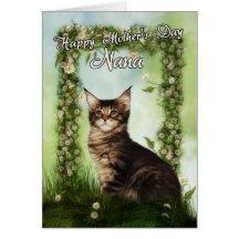 Nana Mother's Day Card With Cute Cat