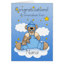 Nana New Baby Girl Congratulations Greeting Cards