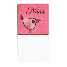 nana pink birdie shipping labels