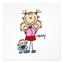 Nanny Stick Figure Personalized Announcements
