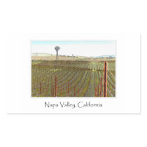 Napa Valley Vineyard with Windmill Rectangular Sticker