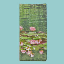 NAPKINS, FLORAL PINK LOTUS BLOSSOMS&REFLECTIONS napkins