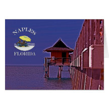 Naples Pier In Blues Greeting Card