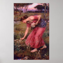 Narcissus Picking Flowers Poster