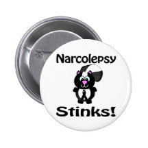 Narcolepsy Stinks Skunk Awareness Design Pinback Button