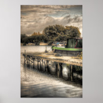 Narrow Boat and Jetty poster print posters