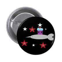 Narwhal and the Space cupcake Button