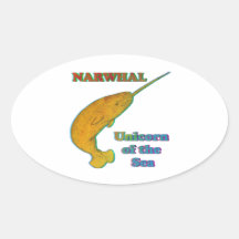 Narwhal - Unicorn of the Sea Oval Sticker