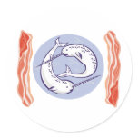 narwhal whale and bacon round sticker