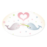 Narwhals Kisses Oval Stickers