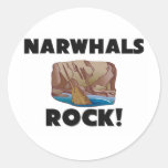 Narwhals Rock Round Stickers