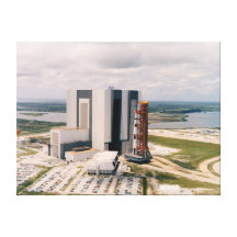 NASA Aerial view Apollp 11 Saturn V rollout Stretched Canvas Print