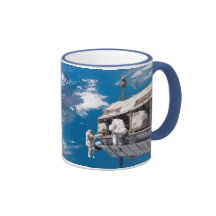 NASA Astronauts in Orbit Space Ship Mugs