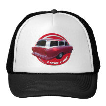 nash long roof station wagon  red mesh hat