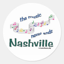 Nashville Music Notes Round Stickers