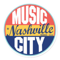 Nashville Vintage Label Round Stickers