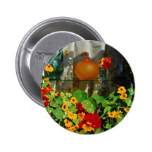 Nasturtiums with glass bottles  flowers pin