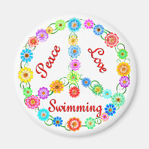 Natation d'amour de paix magnets pour réfrigérateur