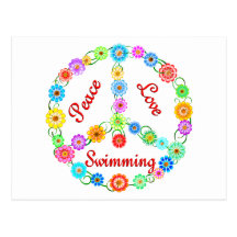 Natation d'amour de paix cartes postales