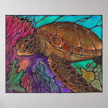natation de tortue de mer posters