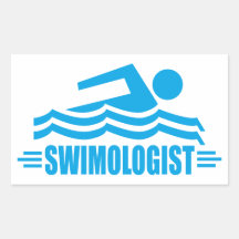 Natation drôle sticker rectangulaire