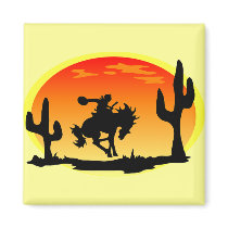 National Day of the Cowboy Bronco Silhouette Refrigerator Magnets