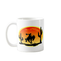 National Day of the Cowboy Bronco Silhouette Mugs