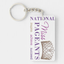 NATIONAL MISS PAGEANTS LOGO KEY CHAIN RECTANGULAR ACRYLIC KEY CHAINS
