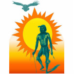 Native Aboriginal in front of a gold sun Acrylic Cut Out