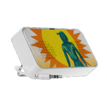 Native Aboriginal in front of a gold sun Travelling Speaker