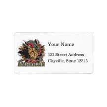 Native American Grunge Warrior Personalized Address Labels