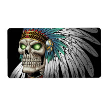 Native American Indian Tribal Gothic Skull Labels