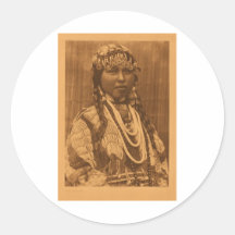 Native American Indian Vintage Portrait Round Stickers