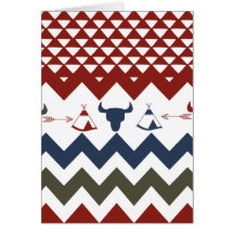 Native American Red Blue Chevron Tipi Skulls Arrow Cards