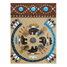 "Native American Sandpainting" Western Postcard
