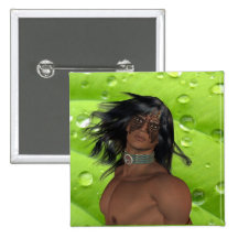 Native American Warrior Button