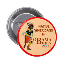 Native Americans for OBAMA BIDEN 2012 political pi Pinback Buttons