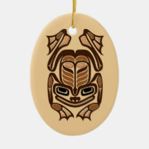 Native Haida Art Frog - brown Christmas Tree Ornament