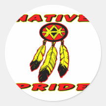 Native Pride 3 Feathers Round Sticker