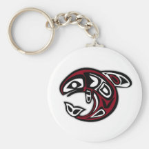 Native Salmon Art Keychain