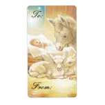Nativité de Jésus de bébé avec des agneaux et des  Étiquettes D’expédition